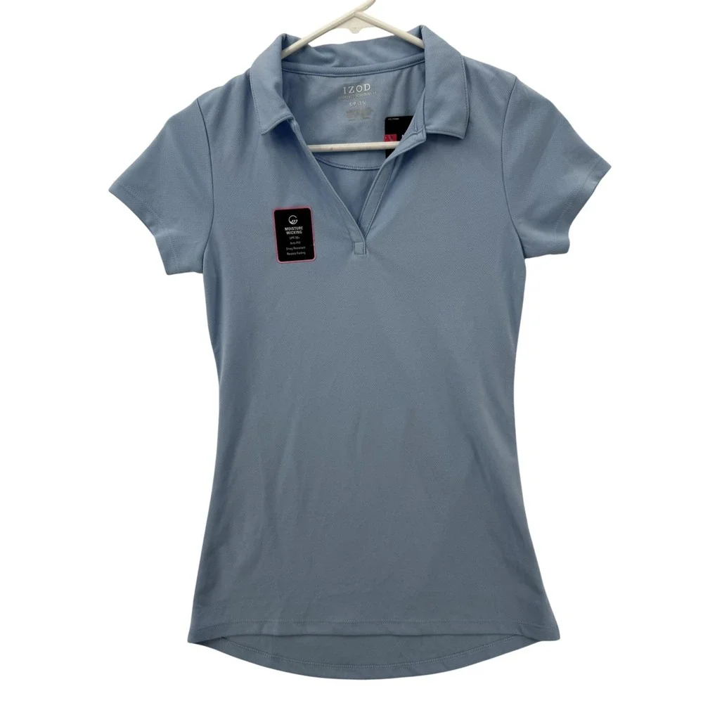 Izod Polo Shirt Girls Small Blue Schoolwear Moisture Wicking UPF 30 Uniform‎